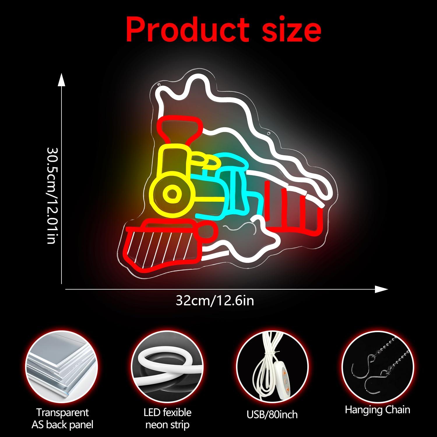 Steam Train Neon Sign USB Dimm - Party Games Steam Free review and price